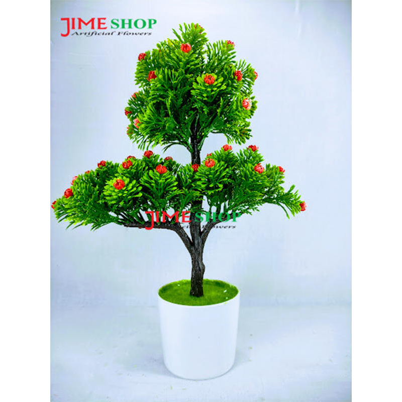 Picture of 3 Head Artificial Flower Bonsai In Plastic Tob 13Inc/34Cm Long - Home Decoration Item - artificial flower (3 Head Red)