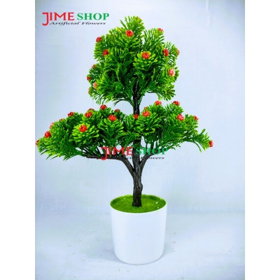 Picture of 3 Head Artificial Flower Bonsai In Plastic Tob 13Inc/34Cm Long - Home Decoration Item - artificial flower (3 Head Red)