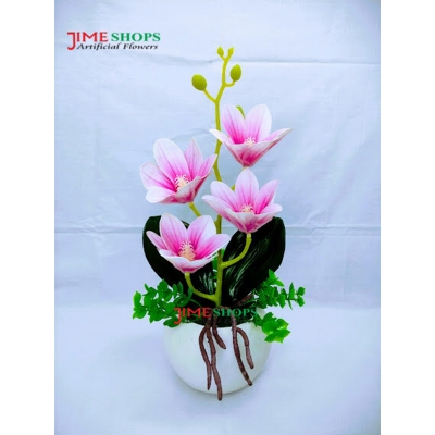 Picture of Artificial 1 stick Flower in Ceramic/Plastic tob 11inc/28cm long - Home Decoration Item (Pink 1v4 Flower)