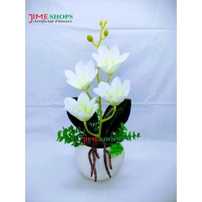Picture of Artificial 1 stick Flower in Ceramic/Plastic tob 11inc/28cm long - Home Decoration Item (White 1v4 Flower)