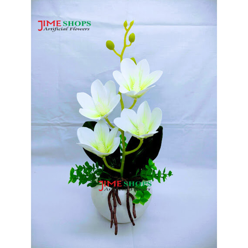 Picture of Artificial 1 stick Flower in Ceramic/Plastic tob 11inc/28cm long - Home Decoration Item (White 1v4 Flower)