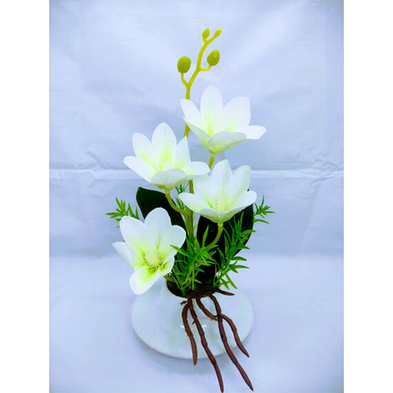 Picture of Artificial 1 stick Flower in Ceramic/Plastic tob 11inc/28cm long - Home Decoration Item (White 1v4 Flower)