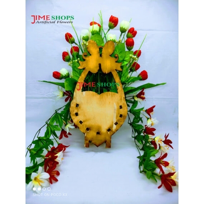 Picture of Artificial wooden hanging flower tob 14 inc by jime shops (Multi Red white)