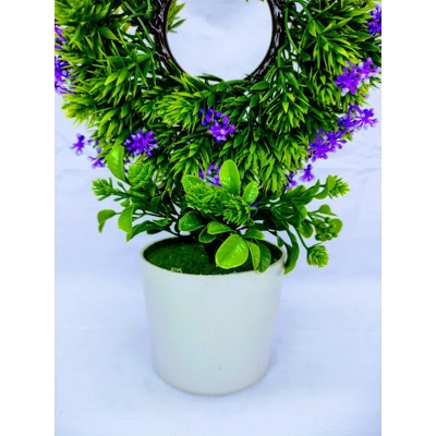 Picture of Artificial Round Bonsai Flower In Plastic Tob 10inc/26cm For any Kind Of Decoration (Violet Round Bonsai)