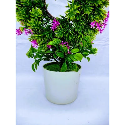 Picture of Artificial Round Bonsai Flower In Plastic Tob 10inc/26cm For any Kind Of Decoration (Pink Round Bonsai)