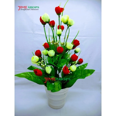 Picture of Artificial Daisy Flower In Plastic Tob 14inc/36cm For any Kind Of Decoration (Red & White Laddu)