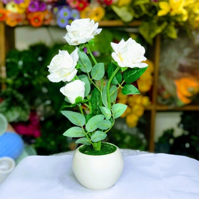 Picture of Artificial 5 Roses Flower In Plastic Tob 12Inc/30Cm For Any Kind Of Decoration -  Home Decoration Item - artificial flower (5 W)