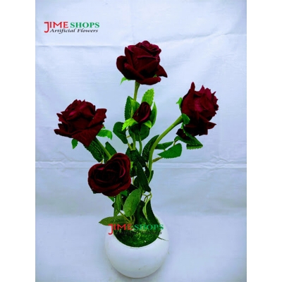 Picture of Artificial 5 Roses Flower In Plastic Tob 12Inc/30Cm For Any Kind Of Decoration -  Home Decoration Item - artificial flower (5 M)