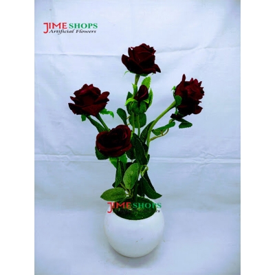 Picture of Artificial 5 Roses Flower In Plastic Tob 12Inc/30Cm For Any Kind Of Decoration -  Home Decoration Item - artificial flower (5 M)