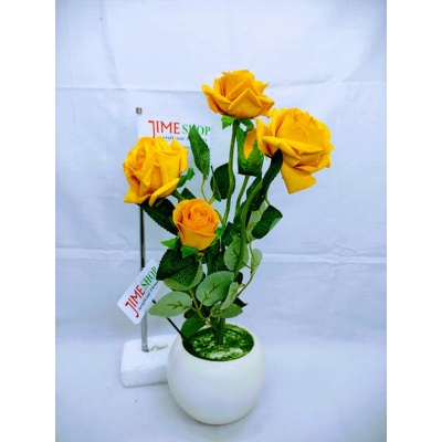 Picture of Artificial 5 Roses Flower In Plastic Tob 12Inc/30Cm For Any Kind Of Decoration -  Home Decoration Item - artificial flower (5 Y)