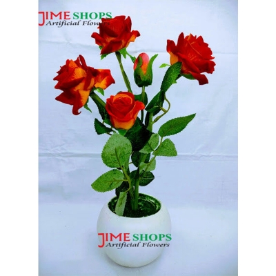 Picture of Artificial 5 Roses Flower In Plastic Tob 12Inc/30Cm For Any Kind Of Decoration -  Home Decoration Item - artificial flower (5 O)