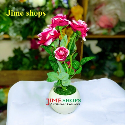 Picture of Artificial 5 Roses Flower In Plastic Tob 12Inc/30Cm For Any Kind Of Decoration -  Home Decoration Item - artificial flower (5 P)