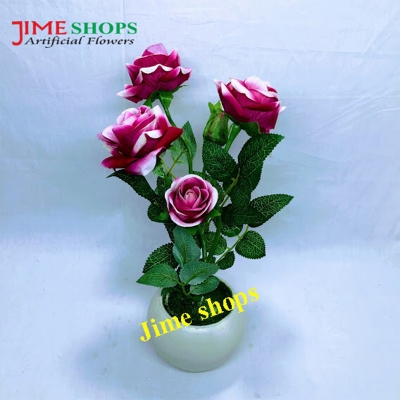 Picture of Artificial 5 Roses Flower In Plastic Tob 12Inc/30Cm For Any Kind Of Decoration -  Home Decoration Item - artificial flower (5 P)