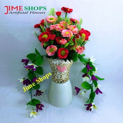 Picture of Wall Hanging Iron Tob With Artificial Flower Gallery 15Inc/38cm long For Office or Home Decoration - Home Decoration Item - Home Decoration Item - artificial flower (Busket 1)
