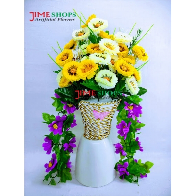 Picture of Wall Hanging Iron Tob With Artificial Flower Gallery 15Inc/38cm long For Office or Home Decoration - Home Decoration Item - Home Decoration Item - artificial flower (Busket 2)