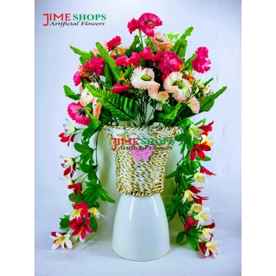 Picture of Wall Hanging Iron Tob With Artificial Flower Gallery 15Inc/38cm long For Office or Home Decoration - Home Decoration Item - Home Decoration Item - artificial flower (Busket 3)