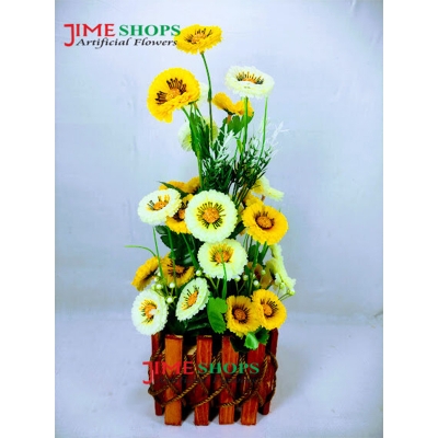 Picture of Artificial Daisy Flower Gallery In Design Bamboo Tob-15in/38cm Long - Home Decoration Item (Daisy Y Bamboo)