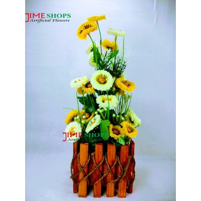 Picture of Artificial Daisy Flower Gallery In Design Bamboo Tob-15in/38cm Long - Home Decoration Item (Daisy Y Bamboo)