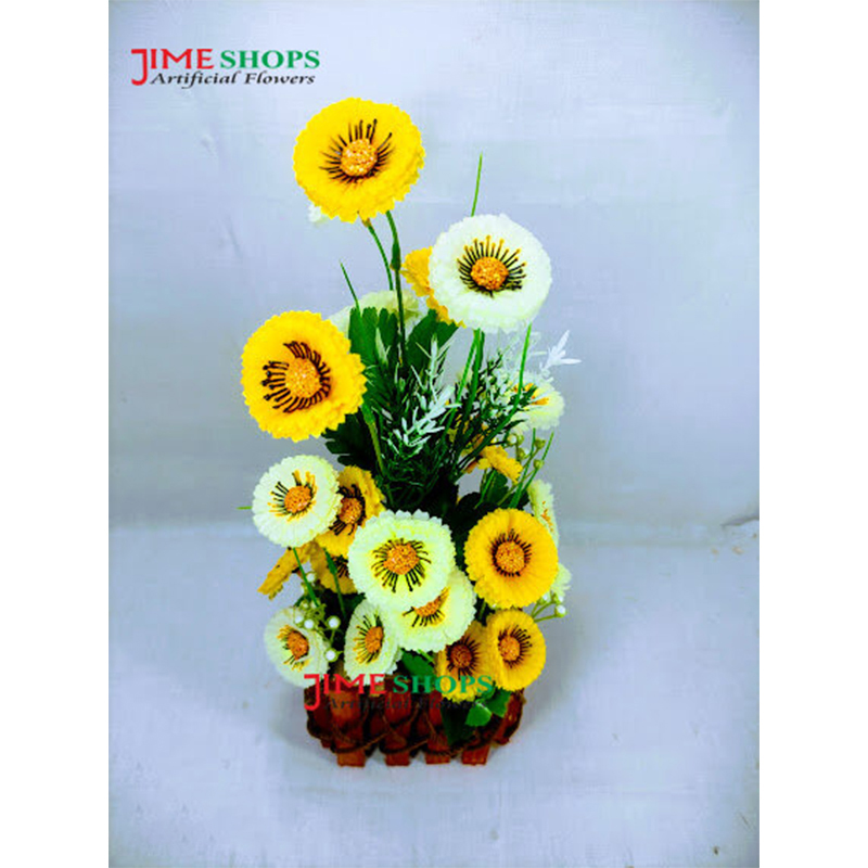 Picture of Artificial Daisy Flower Gallery In Design Bamboo Tob-15in/38cm Long - Home Decoration Item (Daisy Y Bamboo)