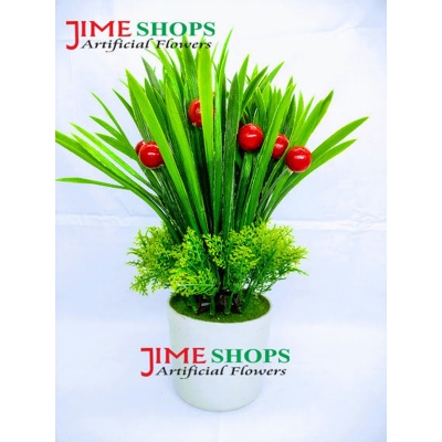 Picture of Artificial Cherry Flower Bonsai And Plants In Plastic Vases- 11.5Inc/29Cm - Home Decoration Item (Red Cherry.)