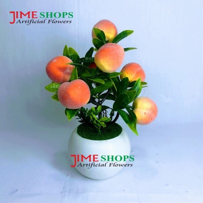 Picture of Artificial Cherry Flower Bonsai And Plants In Plastic Vases- 11.5Inc/29Cm - Home Decoration Item (Fts)
