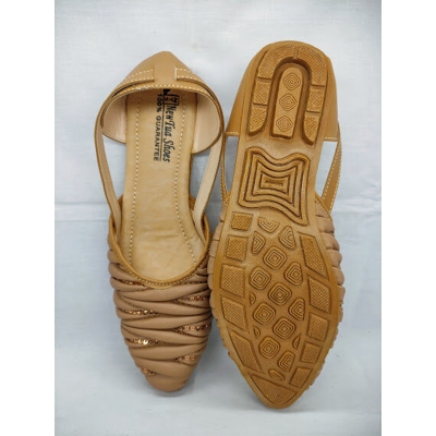 Picture of Premium Quality Soft Leather Half flat Full nagra Shoes Sandal For Women, less price nagra (Ochre Brown,EU:39)