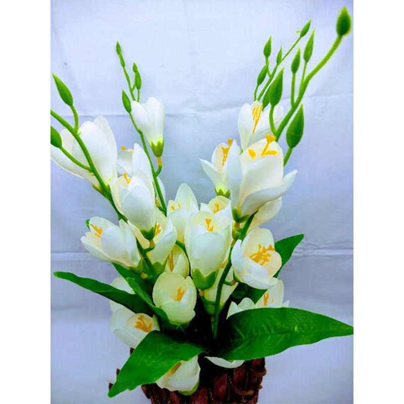 Picture of Artificial Gladiolus Flower In Wooden Design Tob 17inc/43cm (White GL Wooden)