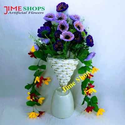 Picture of Wall Hanging Artificial Flower With Iron Tob Or Basket 14Inc Long -  Jime Shops flowers & plants (IHT 2)