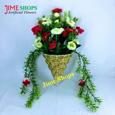 Picture of Wall Hanging Artificial Flower With Iron Tob Or Basket 14Inc Long -  Jime Shops flowers & plants (IHT 3)