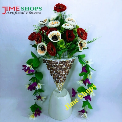 Picture of Wall Hanging Artificial Flower With Iron Tob Or Basket 14Inc Long -  Jime Shops flowers & plants (IHT 4)