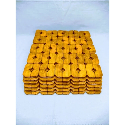 Picture of Bamboo dining table heat pad placemats bamboo mat (6 pic set), dining table mat bowl pad disc pads pot holder, Square Bamboo Coasters for Home Set of 3 Pan Pot Holder Heat Insulation PadSquare Bamboo Coasters for Pan Pot Holder Heat Insulati (L: 7.5 x 7.5inc)