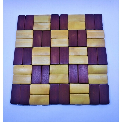 Picture of Bamboo dining table heat pad placemats bamboo mat (6 pic set), dining table mat bowl pad disc pads pot holder, Square Bamboo Coasters for Home Set of 3 Pan Pot Holder Heat Insulation PadSquare Bamboo Coasters for Pan Pot Holder Heat Insulati (M:7 x 7inc)