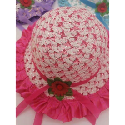 Picture of Hats For Baby Girls (1-3Y), Beach Caps for Summer or Outdoor Photography (pink Touch White,Int:1-2 yrs)