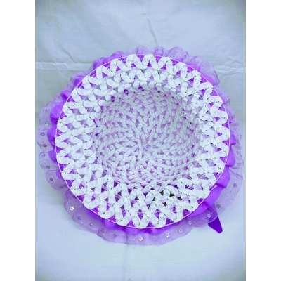 Picture of Hats For Baby Girls (1-3Y), Beach Caps for Summer or Outdoor Photography (Violet Touch White,Int:1-2 yrs)