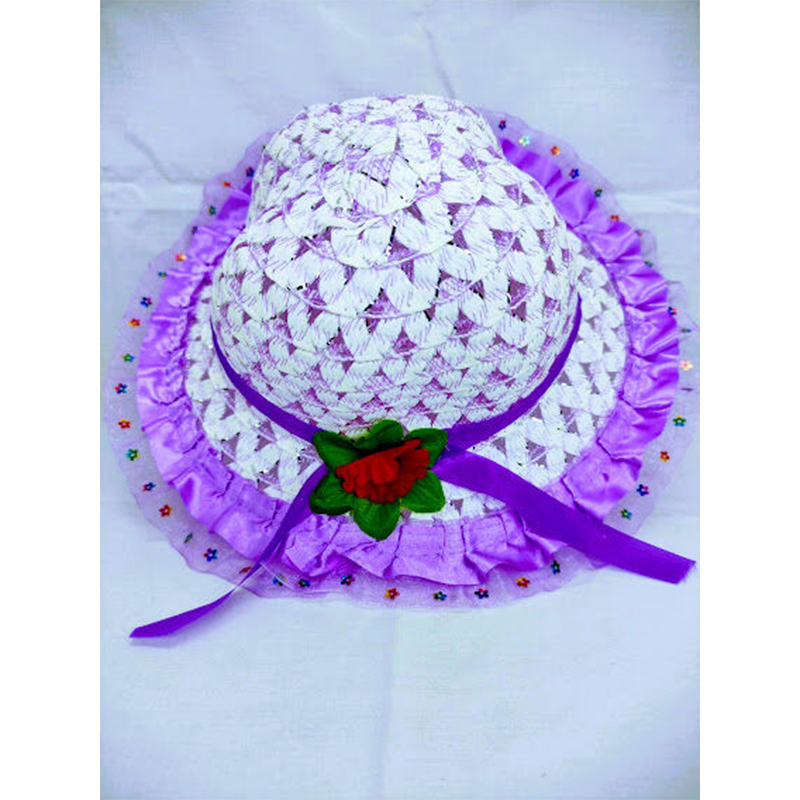 Picture of Hats For Baby Girls (1-3Y), Beach Caps for Summer or Outdoor Photography (Violet Touch White,Int:1-2 yrs)