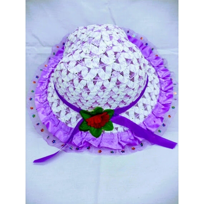 Picture of Hats For Baby Girls (1-3Y), Beach Caps for Summer or Outdoor Photography (Violet Touch White,Int:1-2 yrs)