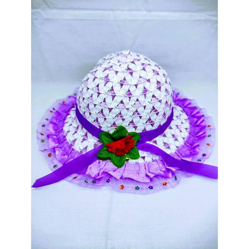 Picture of Hats For Baby Girls (1-3Y), Beach Caps for Summer or Outdoor Photography (Violet Touch White,Int:1-2 yrs)