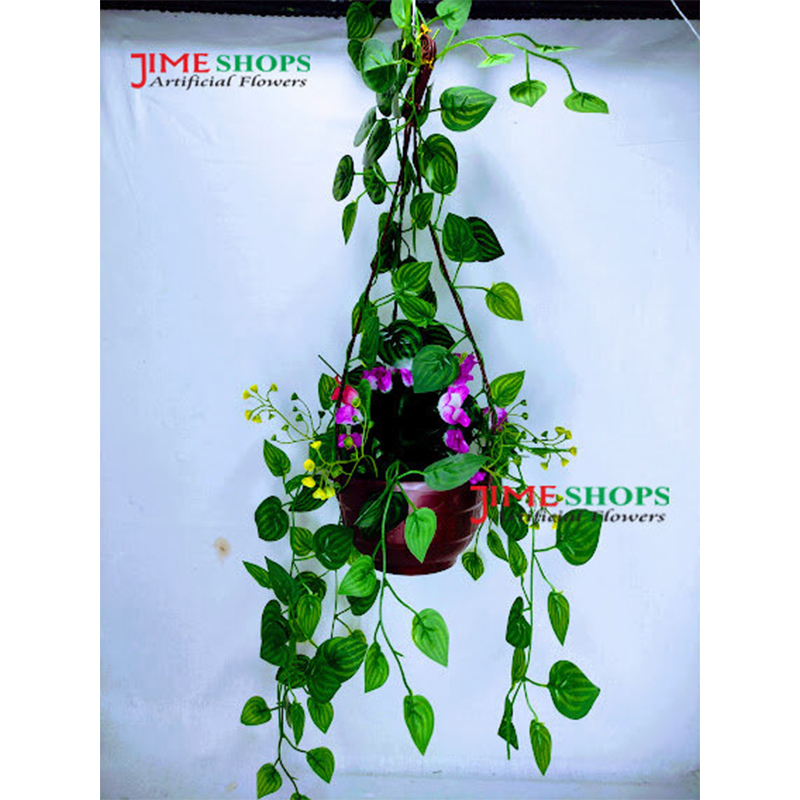 Picture of Balcony Hanging Artificial Leaves and Flower Plastic tob (tob long 18inc) - Home Decoration Item - Home Decoration Item (Hanging L&F)