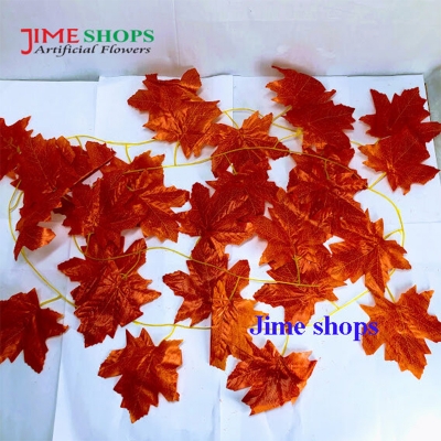 Picture of 1 pcs Artificial Ivy Red Maple Plastic Fake Leaves Garland Home Garden Decoration 7ft long (Vine Type 5)