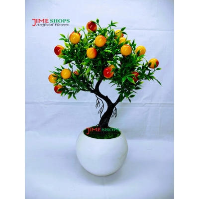 Picture of Artificial Cherry Fruits Bonsai Round Tob 11inc For any Kind Of Decoration, Jime Shops Flower - Home Decoration Item (Yellow Cherry Fruits Bonsai)