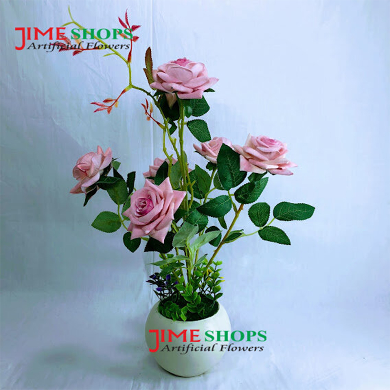Picture of Artificial 7 Roses in Plastic tob-15inc long, Love or Couple Gift, Jime Shops Flowers - Home Decoration Item (7 pink)