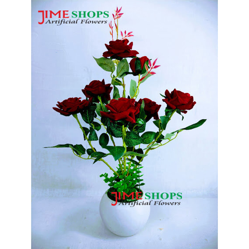 Picture of Artificial 7 Roses in Plastic tob-15inc long, Love or Couple Gift, Jime Shops Flowers - Home Decoration Item (Maroon 7 Roses)
