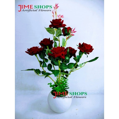 Picture of Artificial 7 Roses in Plastic tob-15inc long, Love or Couple Gift, Jime Shops Flowers - Home Decoration Item (Maroon 7 Roses)