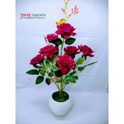 Picture of Artificial 7 Roses in Plastic tob-15inc long, Love or Couple Gift, Jime Shops Flowers - Home Decoration Item (Pink 7 Roses)