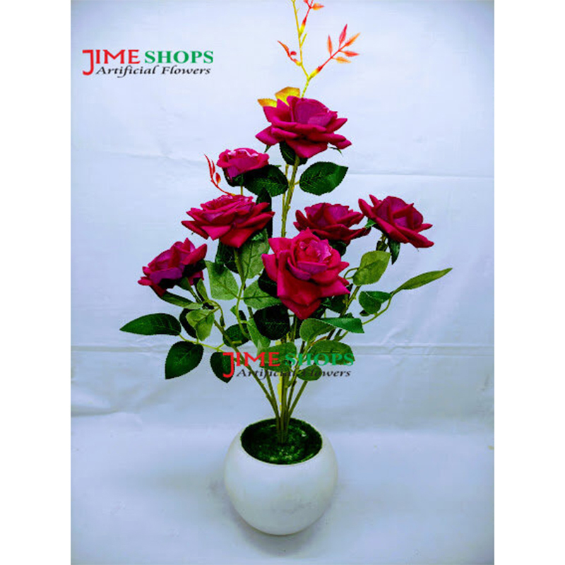 Picture of Artificial 7 Roses in Plastic tob-15inc long, Love or Couple Gift, Jime Shops Flowers - Home Decoration Item (Pink 7 Roses)