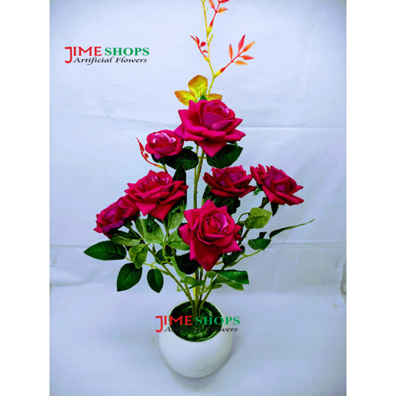 Picture of Artificial 7 Roses in Plastic tob-15inc long, Love or Couple Gift, Jime Shops Flowers - Home Decoration Item (Pink 7 Roses)