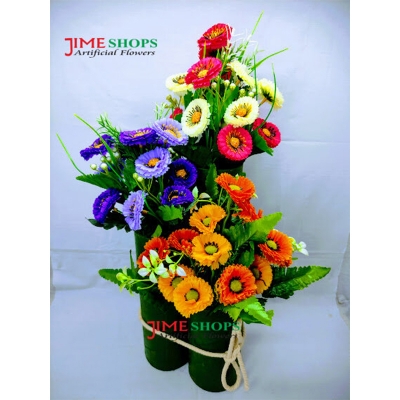 Picture of Artificial Diasy Flower Combo in Hard Thin Fly-board tob-19inc long, Jime shops Flowers (Diasy Flower Combo)