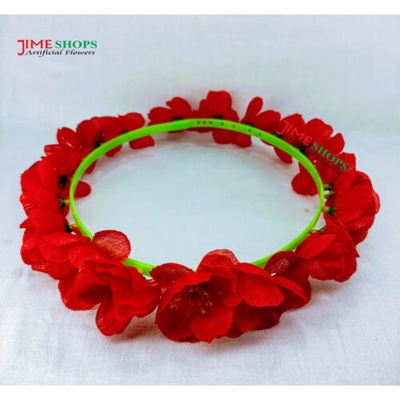 Picture of Artificial Flower Crown Hairstyle, Headband Flower, Bridal Wedding Crown Flower - Hair Band (Red Cherry F,One size fits all)