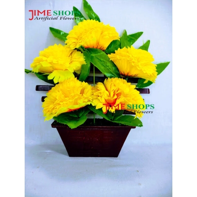 Picture of Wall Hanging Artificial Flower Tob Or Basket 11Inc Long For Wall Decoration - Home Decoration Item (Yellow)