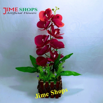 Picture of Artificial Orchid Flower & plant in Wooden Vases for Decoration (OIW 2)
